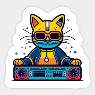 Funny Keith Haring, cat Dj Sticker